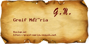 Greif Mária névjegykártya